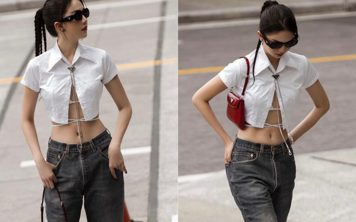 Diện áo croptop cởi nút, Ngọc Trinh để lộ nội y 'lấp ló' Ảnh 2