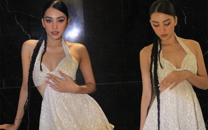 Tiểu Vy má hồng môi đỏ, thả dáng quyến rũ cùng mái tóc dài thướt thượt Ảnh 2