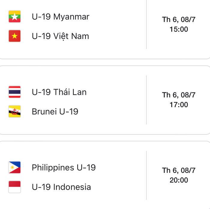 Ngày 8/7, Việt Nam gặp Myanmar, sau đó 2 ngày đại chiến với U19 Thái Lan.