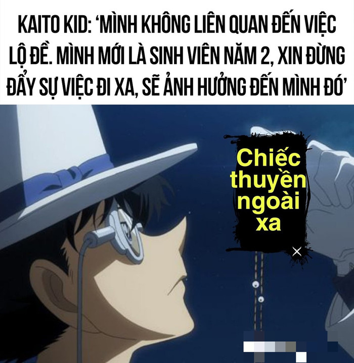 Kaito Kid khẳng định mình không liên quan đến việc lộ đề, mong mọi người đừng réo tên anh nữa.