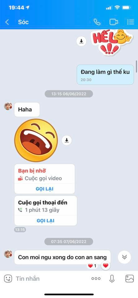 Tin nhắn của con riêng Hằng 'Túi' với kiến trúc sư Nguyễn Tiến Dũng.