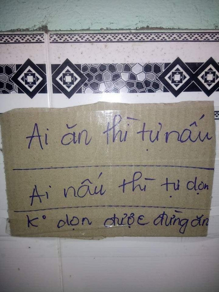 Ai ăn thì tự nấu, ai nấu thì tự dọn, không dọn được đừng ăn