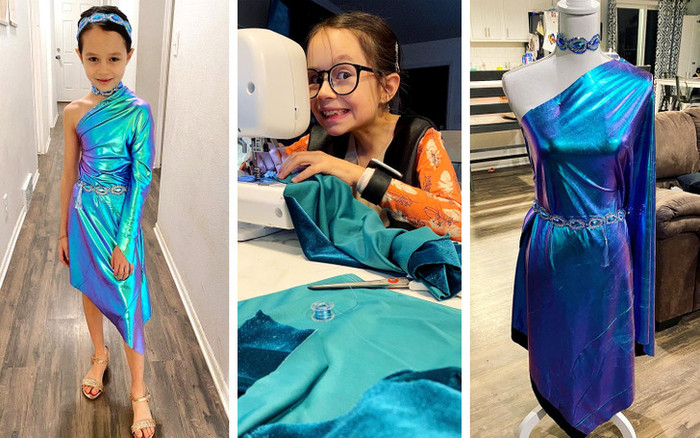 Cô bé 9 tuổi thiết kế váy 'chất lừ' khiến bà trùm váy cưới Vera Wang ấn tượng Ảnh 2