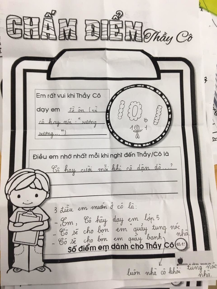 Dòng chữ nắn nót đầy yêu thương. Ảnh: FBNV