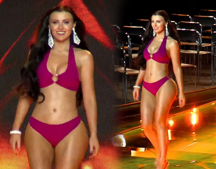 Đại diện đến từ Anh gây choáng váng vì thân hình không cân đối ở vòng 3. Cô được ví như Kim Kardashian đi thi hoa hậu. 