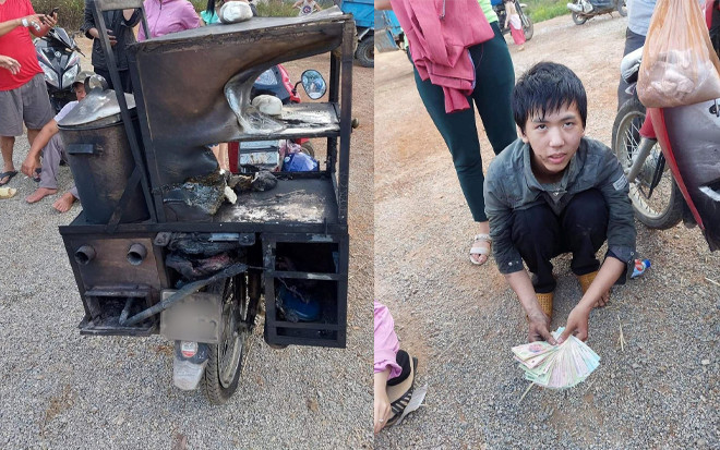 Xót xa cậu bé trắng tay vì xe bán bánh bao bị thiêu trụi, người dân xung quanh liền tương trợ Ảnh 2