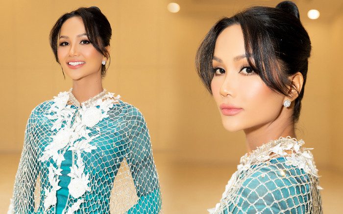 H'Hen Niê chọn áo dài để đi sự kiện, phụ kiện bị nói đùa giống 'lưới đánh cá' Ảnh 2