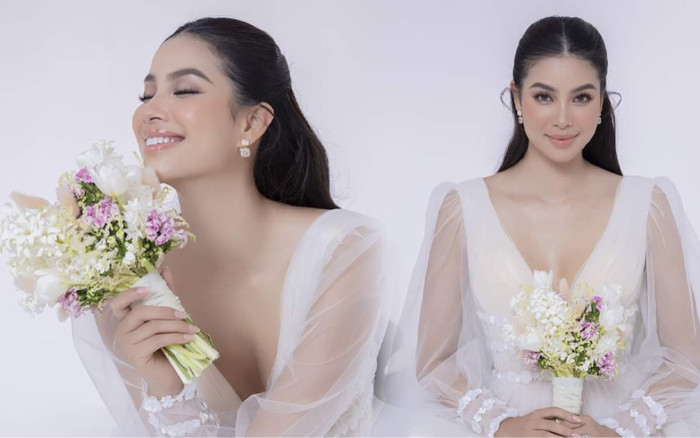 Phạm Hương đẹp mê ly trong bộ đồ cưới nhưng nhất quyết giấu kín chú rể Ảnh 2