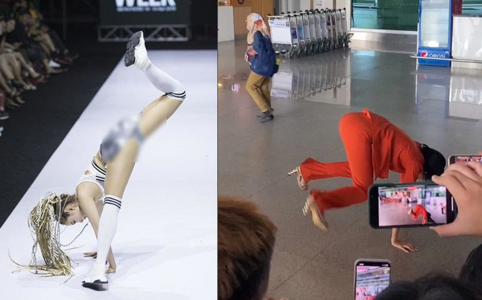 Ngọc Châu lộn mèo tại sân bay, netizen nhớ lại cú nhào lộn đi vào lịch sử của Minh Hằng Ảnh 2