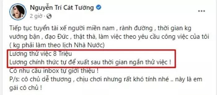 MC Cát Tường có phản ứng ra sao khi bị dân tình góp ý chuyện trả lương tài xế thấp Ảnh 2