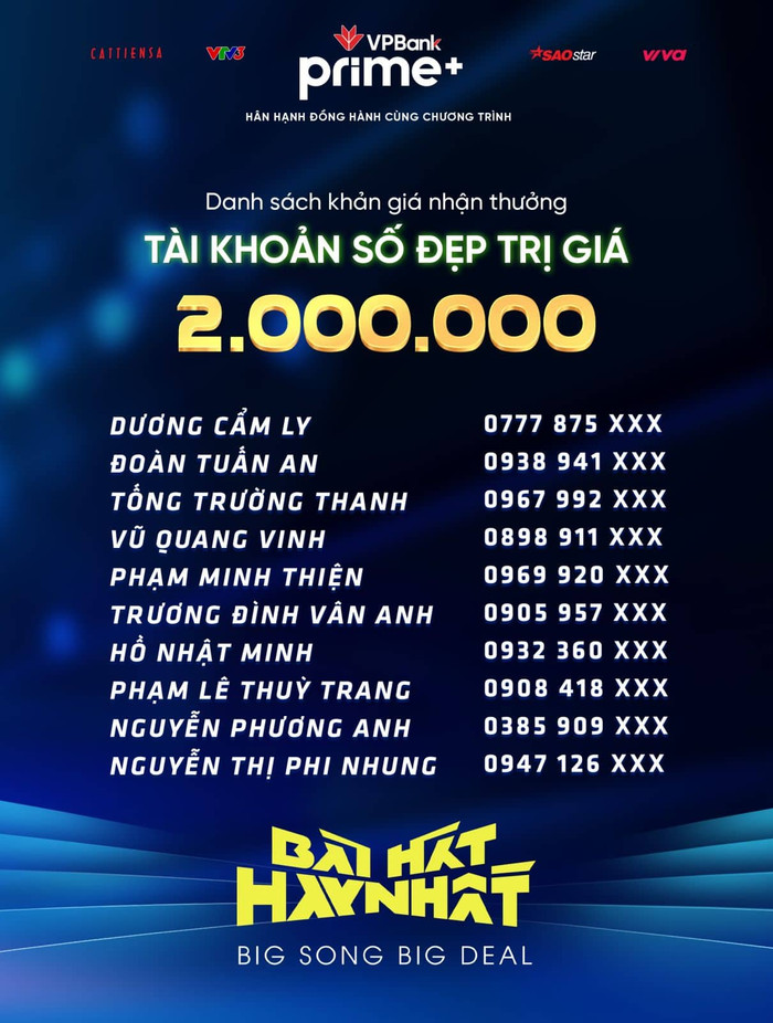 Công bố danh sách 10 khán giả may mắn đầu tiên của 'Bài hát hay nhất phiên bản Big Song Big Deal' Ảnh 5