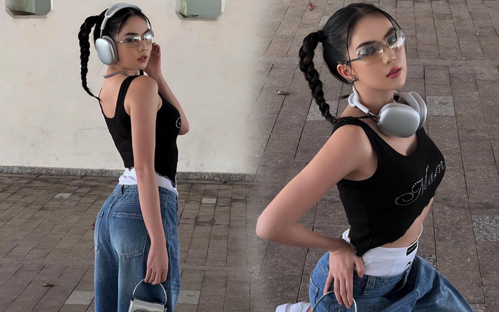 Ngọc Trinh hồi teen, hóa thân thành nữ sinh công nghệ chính hiệu cùng mốt quần tụt độc đáo Ảnh 2