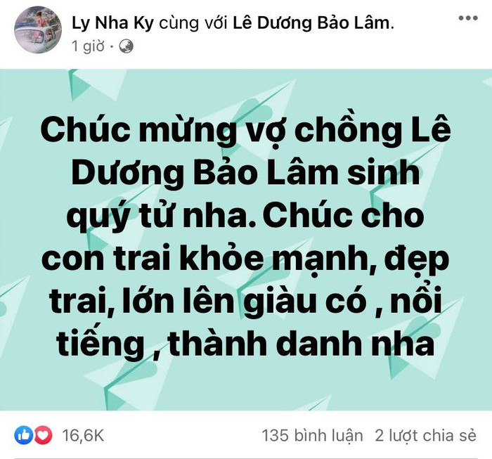 'Chị sui' Lý Nhã Kỳ gửi lời chúc đặc biệt và hứa tặng nhà cho con trai Lê Dương Bảo Lâm Ảnh 2