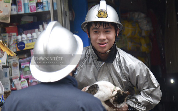 Cháy lớn tiệm tạp hóa gần Bệnh viện Nhi TW và hình ảnh xúc động chiến sĩ PCCC giải cứu chú mèo Ảnh 2