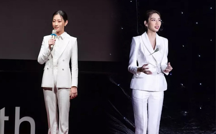 Thời trang của các nàng hậu Việt khi làm diễn giả: Ai cũng kín bưng, chỉ có một người 'mãi hở' Ảnh 2