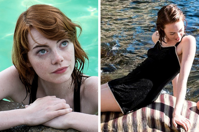 Vào những năm 20, đồ bơi nữ là một chiếc váy với quần đùi bên dưới và chúng được làm từ chất liệu len (làm từ sợi lông động vật). Nhân vật của Emma Stone trong “Magic in the Moonlight” đang mặc một bộ đồ bơi như vậy.