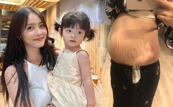 Sau khi bất ngờ thông báo có con hai tuổi, Trương Mỹ Nhân gây sốc với vòng 2 xồ xề, rạn nứt sau sinh Ảnh 2