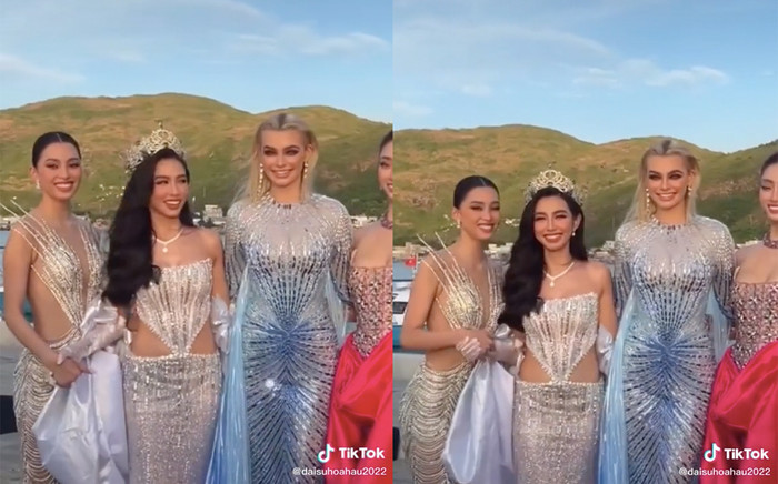 Khoảnh khắc hài hước: Tiểu Vy, Thùy Tiên nhón chân khi đứng cùng đương kim Miss World 2021 Ảnh 2
