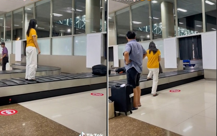 Lại thêm cô gái vô tư đứng trên băng chuyền sân bay quay video 'sống ảo' Ảnh 2