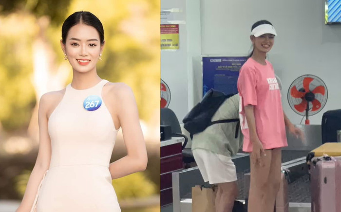 Góc fancam: Hụt giải Hoa hậu Thế giới Việt Nam, chiến binh Bùi Khánh Linh khệ nệ xách hành lý 'về quê' Ảnh 2