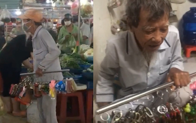 Cụ ông bán móc khóa nuôi vợ con bị bệnh xúc động khi nhận số tiền lớn từ mạnh thường quân Ảnh 2