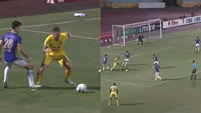 Rất khó tin khi HAGL mất quả phạt đền ở hiệp 1 dù trọng tài đứng rất gần.&nbsp;