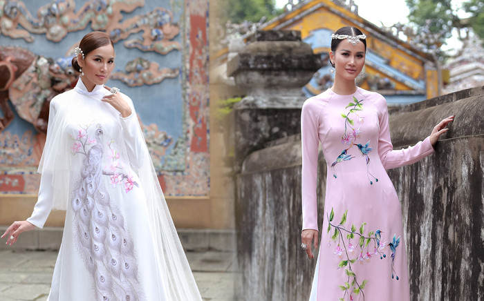 Gà chiến Hương Ly - Hoàng Phương thử sức với áo dài: Có 'bén' như khi diện đồ cắt xẻ? Ảnh 2