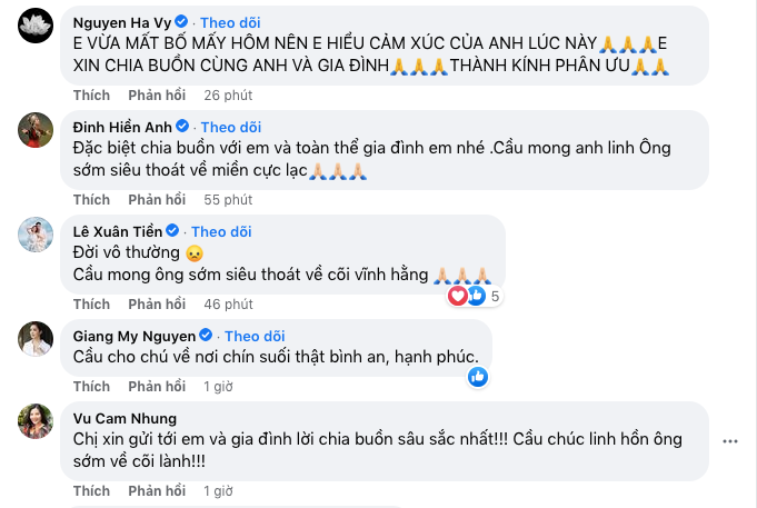 Các nghệ sĩ gửi lời chia buồn tới Đỗ Mạnh Cường.