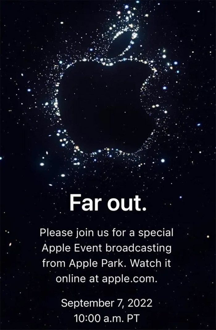 Thư mời của Apple cho sự kiện ra mắt iPhone 14 ngày 7/9