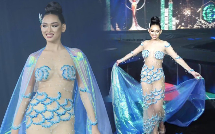 Đỏ mặt với váy dạ hội của thí sinh Miss Grand Campuchia: Trông như vảy cá, lộ hết cả nội y Ảnh 2