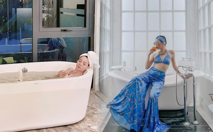 Bộ sưu tập ảnh check-in trong nhà tắm của Lệ Quyên: Lúc lên đồ lồng lộn, lúc lại mặc như không Ảnh 2