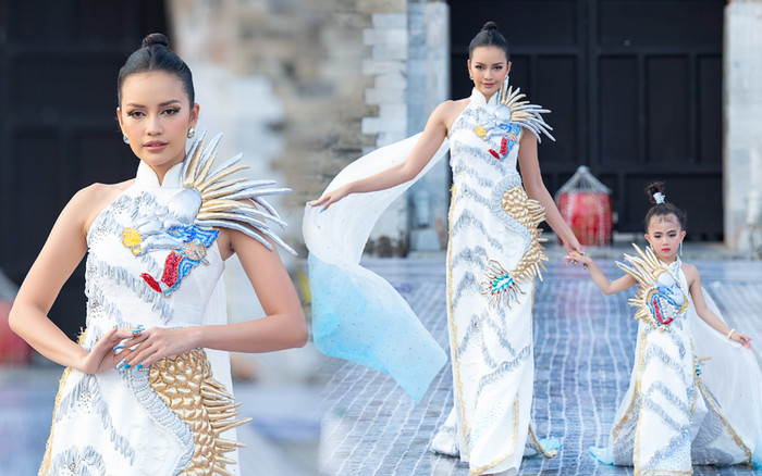 Ngọc Châu đẹp huyền bí diễn vedette, sải bước tự tin cùng mẫu nhí: Đến 'Hoàn vũ' quá phù hợp Ảnh 2