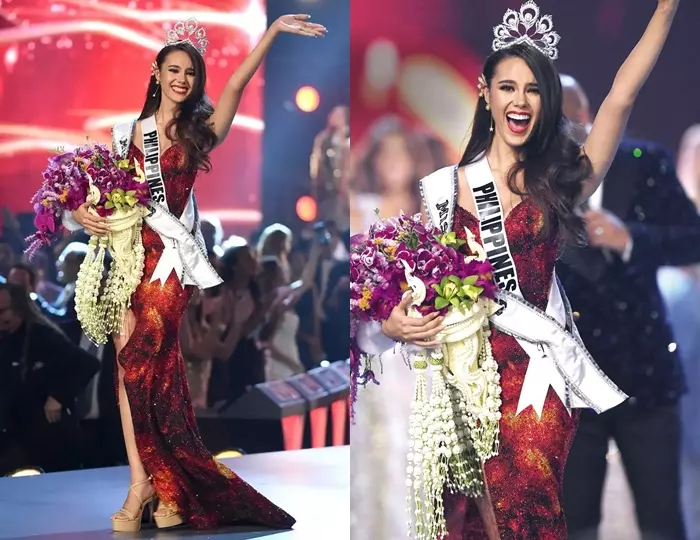 Cuối cùng là Catriona Gray - nàng hậu rất nổi tiếng với fan sắc đẹp tại Việt Nam. Cô đã có một chiến thắng vô cùng thuyết phục tại Miss Universe 2018 với phong cách catwalk độc đáo, quyến rũ. 