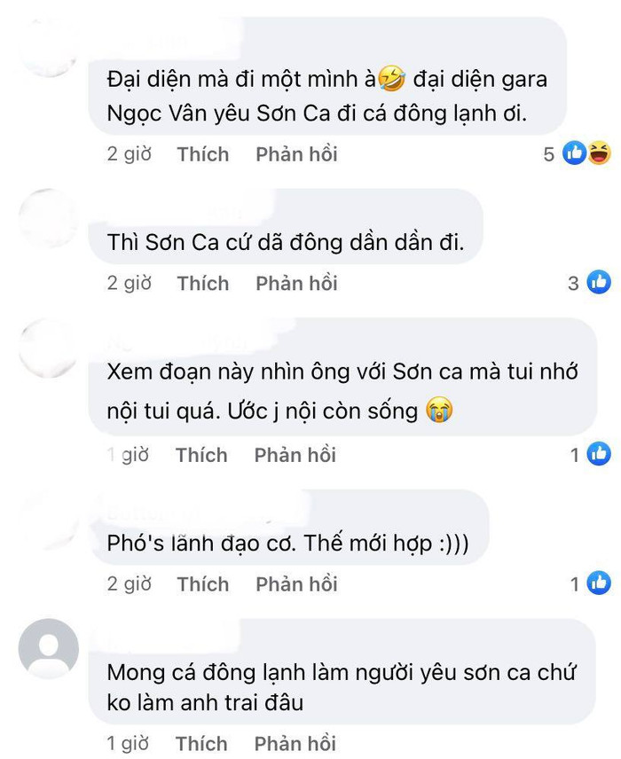 Bình luận của khán giả về mối quan hệ của Khải và Sơn Ca hiện tại.
