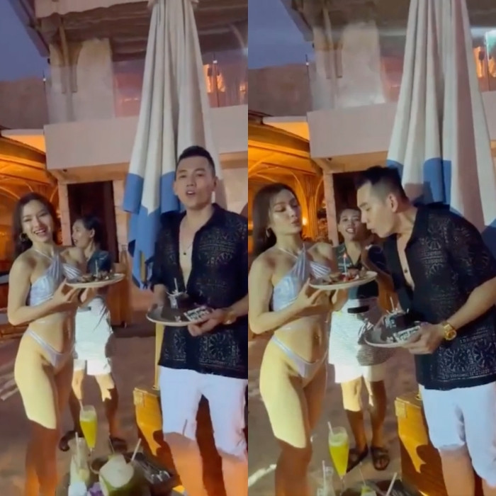 Xuất phát từ những yêu cầu của quán bar, Phương Trinh Jolie đã diện bikini trong tiệc sinh nhật chồng.