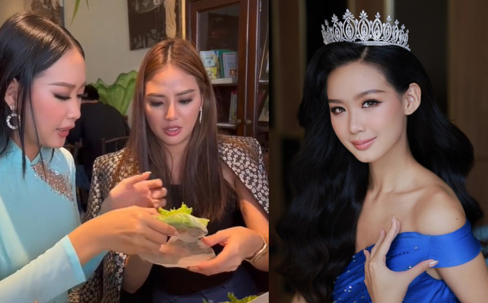 Bảo Ngọc hướng dẫn Miss Intercontinental 2021 cuốn bánh tráng, dân mạng: 'Nhìn mà thấy tức' Ảnh 2