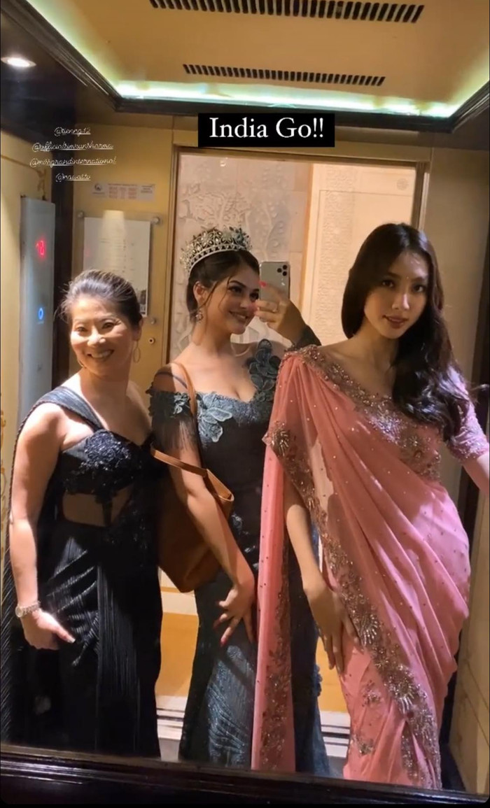 Ngay cả khi đọ sắc cùng Miss Grand India 2020 Simran Sharma, Thùy Tiên vẫn nổi bật với vóc dáng thon gọn và nuột nà.