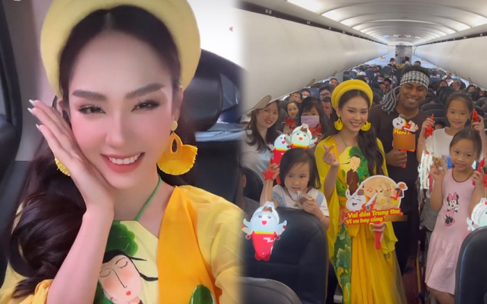 Mừng Trung Thu, Hoa hậu Mai Phương 'biến hình' thành chị Hằng được fan nhí vây kín Ảnh 2