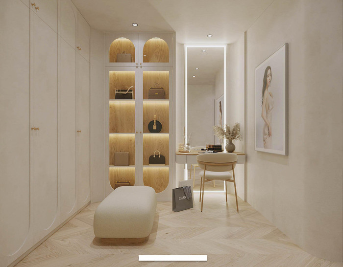 Căn phòng thay đồ gọn gàng, tiện nghi của Huyền Lizzie.