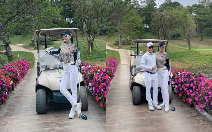 Sau loạt ồn ào, Phương Oanh và shark Bình vẫn công khai đi chơi golf tình tứ Ảnh 2