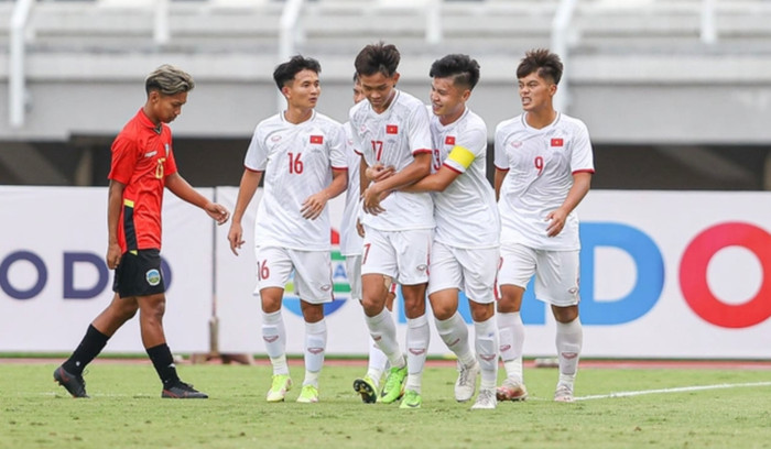 U20 Việt Nam đã đánh bại Timor Leste 4-0 ở loạt đấu thứ hai bảng F, vòng loại U20 châu Á 2023. Ảnh: AFC