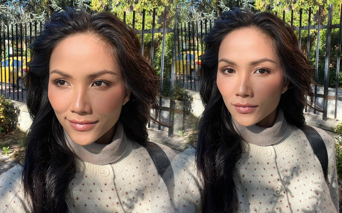 Không cần tạo khổi 'ô dề' hay đôi mắt đầy phấn màu, H'Hen Niê vẫn thể hiện được vẻ đẹp sắc sảo trên khuôn mặt qua camera tự chụp. Mái tóc bồng bềnh giúp dung nhan của mỹ nhân Ê Đê được thu về 'cơn mưa lời khen'.