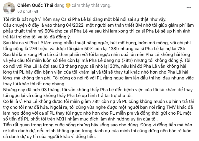 Drama cực gắt: Pha Lê tố Chiêm Quốc Thái 'cẩu thả, vô tâm', bác sĩ đòi ngay khoản nợ lớn Ảnh 2