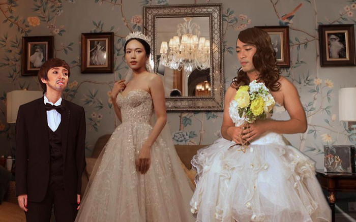 'Lầy lội' như Tiến Luật: Chế ảnh cưới của Diệu Nhi, còn muốn 'đập bông cướp chậu' Ảnh 2