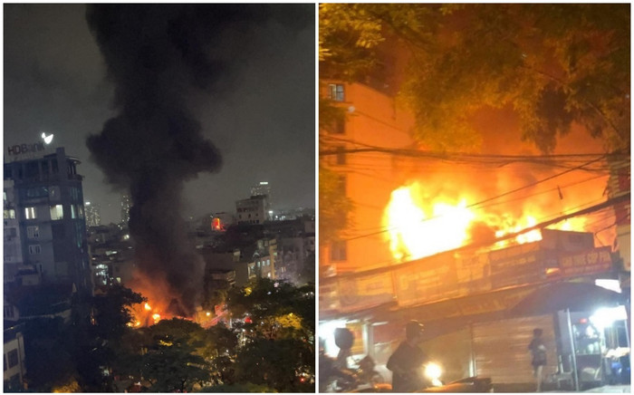 3 ngôi nhà liền kề ở Hà Nội cháy dữ dội trong đêm, cột khói đen bốc cao hàng chục mét Ảnh 2