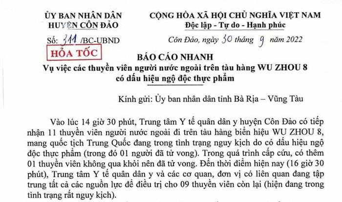 12 người tử vong trên tàu neo ngoài Côn Đảo, nghi ngộ độc thực phẩm Ảnh 1