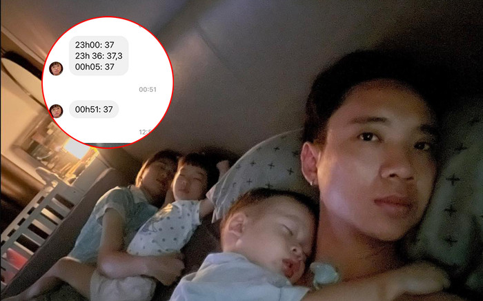 JustaTee xứng danh ông bố của năm: Chăm con sốt, ghi lại từng nhiệt độ khi vợ ngủ Ảnh 2
