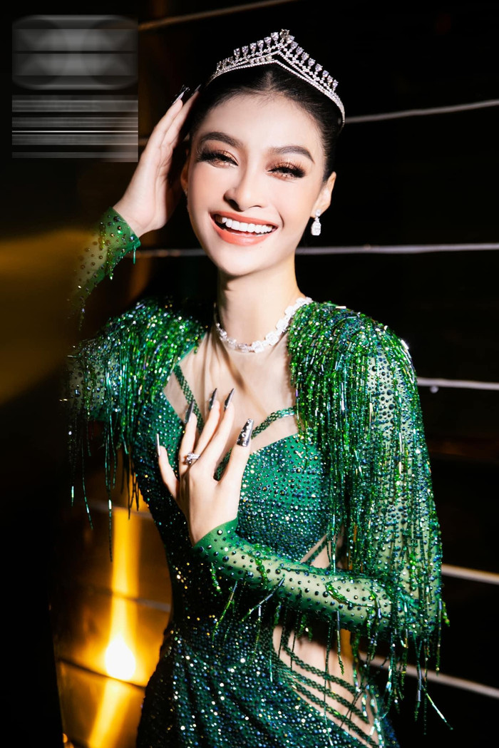 Chiếc đầm xanh này từng được Á hậu Kiều Loan mặc trong đêm chung kết Miss World Vietnam 2022.