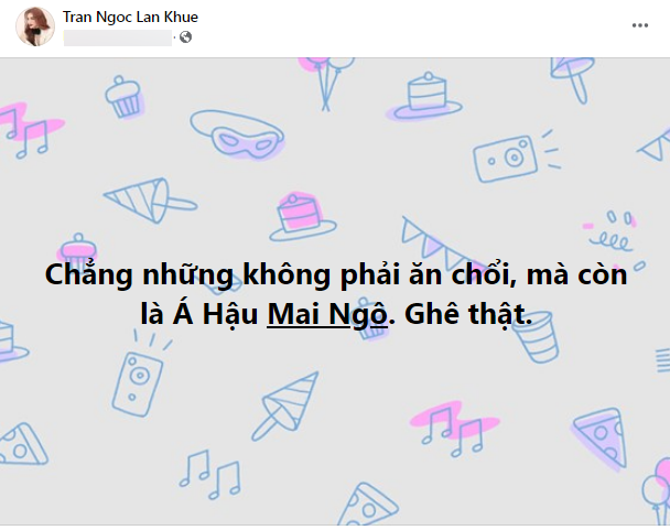 Dòng trạng thái cực kỳ hài hước của Lan Khuê khi nói về danh hiệu mới mà học trò cưng của cô vừa đạt được tại cuộc thi Hoa hậu Hòa bình Việt Nam 2022. 