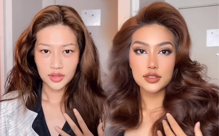 Tân Hoa hậu Đoàn Thiên Ân đu trend 'biến hình': Cực 'ăn' makeup, mặt mộc đã đẹp sẵn Ảnh 2
